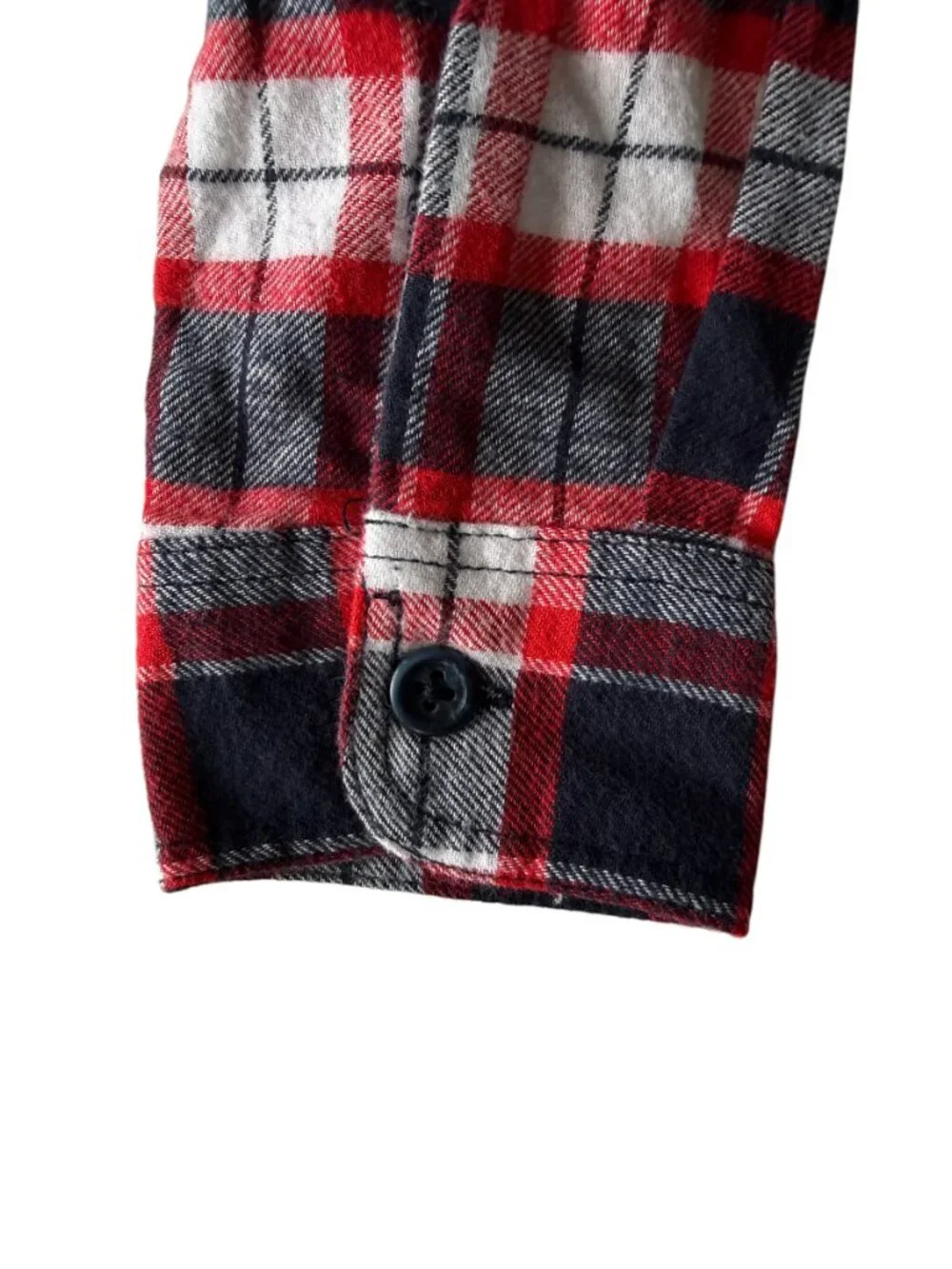 The Children's Place boys red white and blue plaid button down flannel shirt M